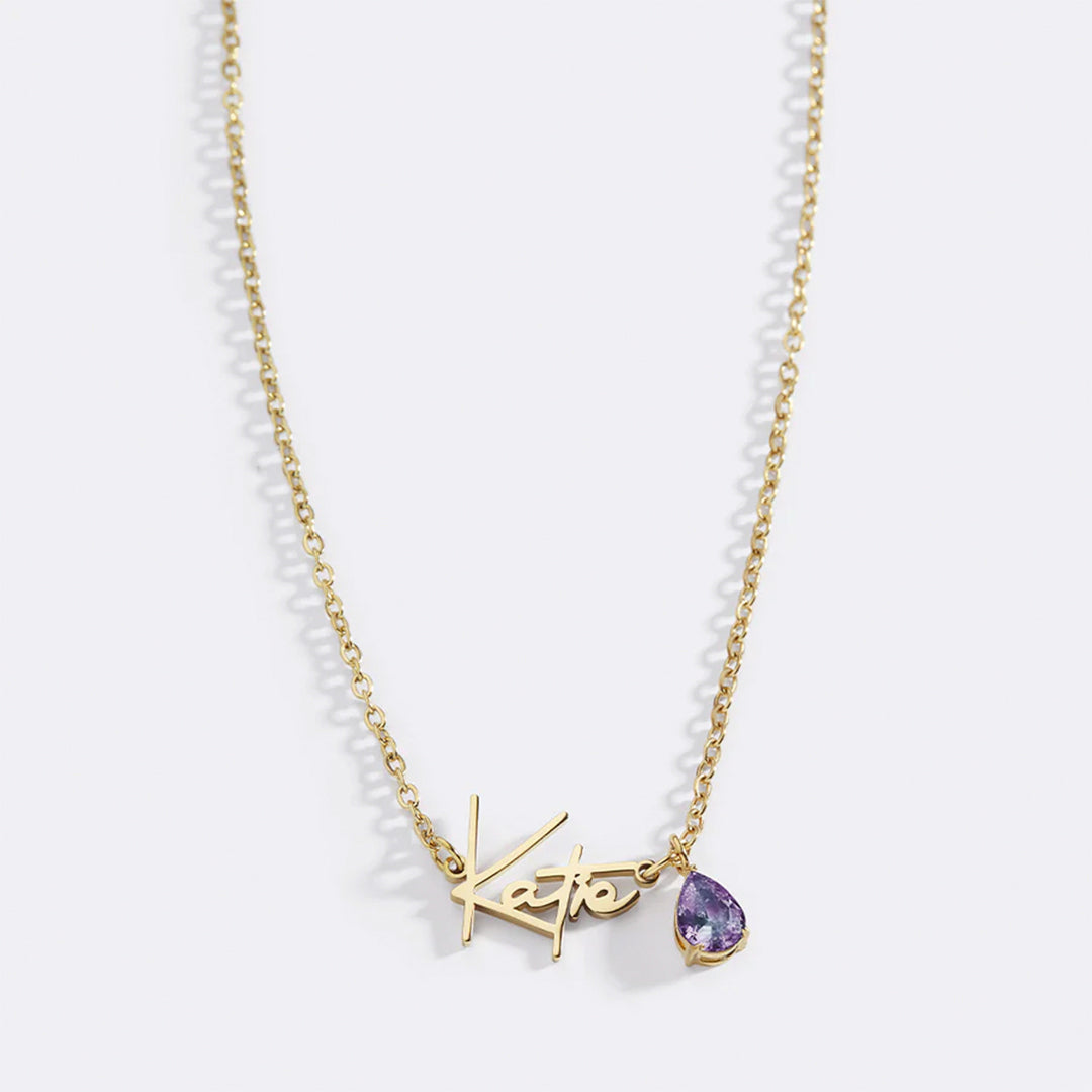 Handmade Birthstone Name Necklace