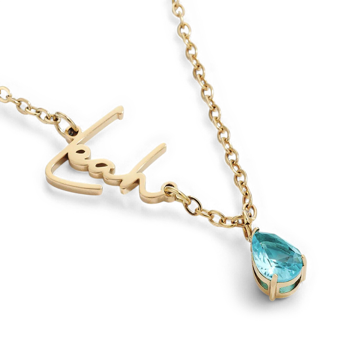 Handmade Birthstone Name Necklace