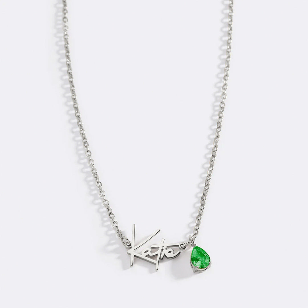 Handmade Birthstone Name Necklace