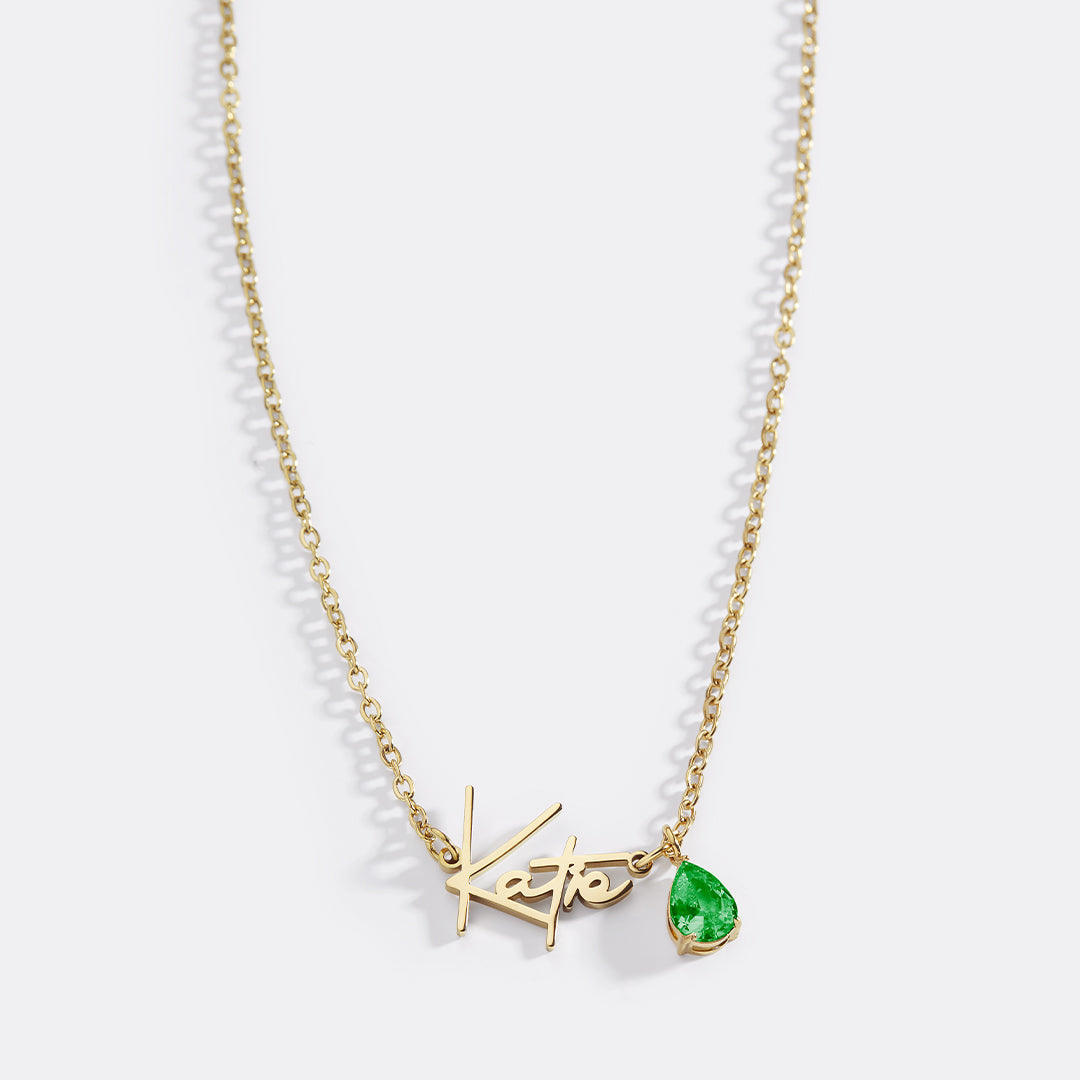 Handmade Birthstone Name Necklace