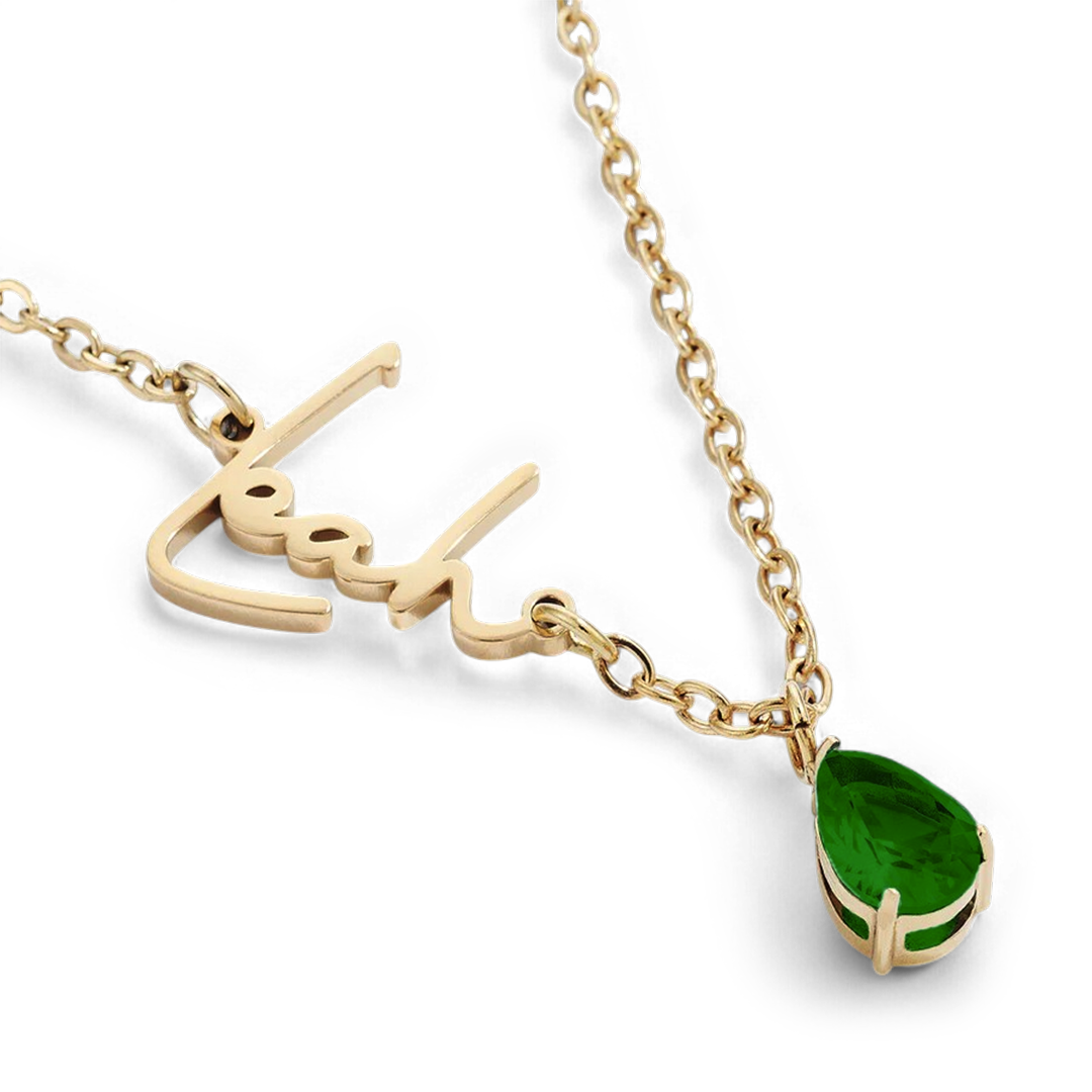 Handmade Birthstone Name Necklace