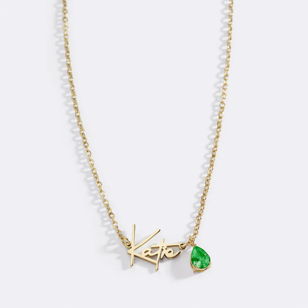 Handmade Birthstone Name Necklace