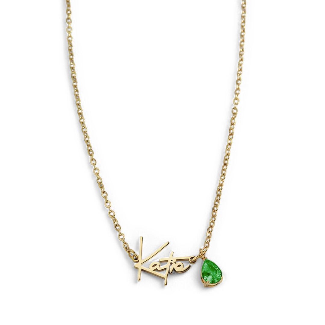 Handmade Birthstone Name Necklace