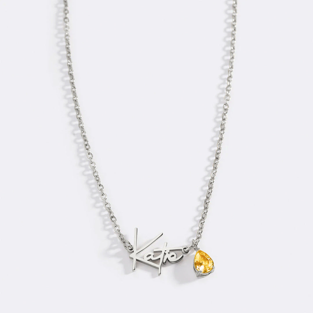 Handmade Birthstone Name Necklace