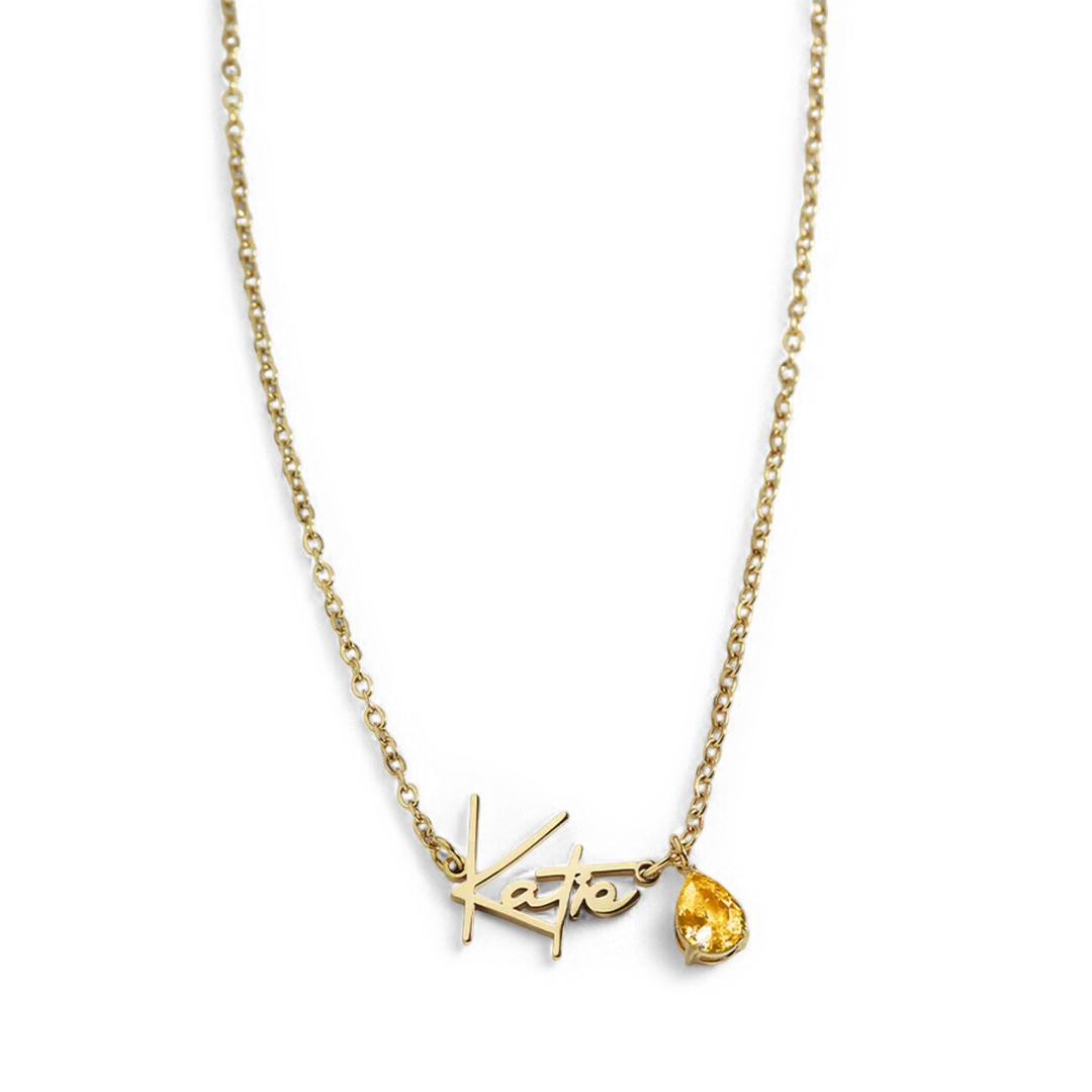 Handmade Birthstone Name Necklace