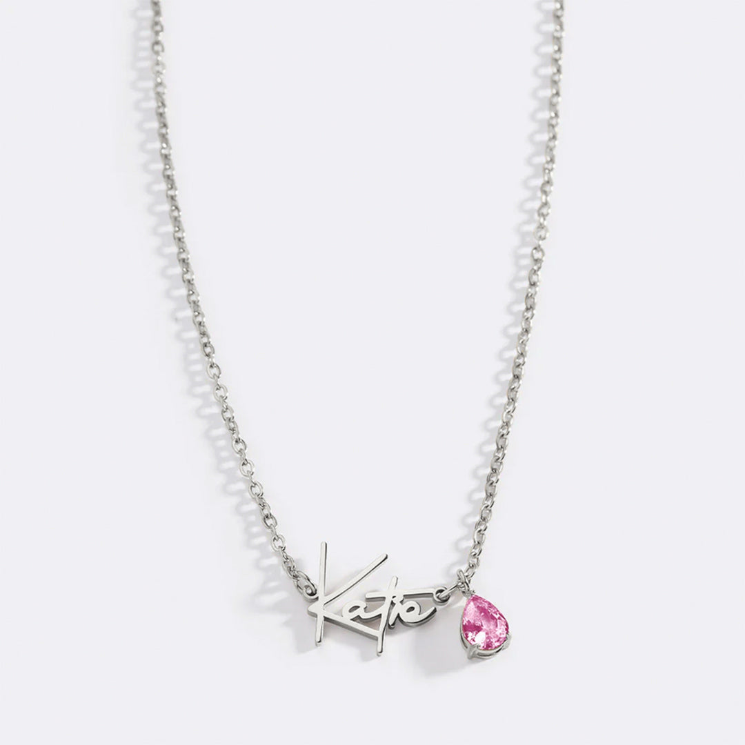 Handmade Birthstone Name Necklace