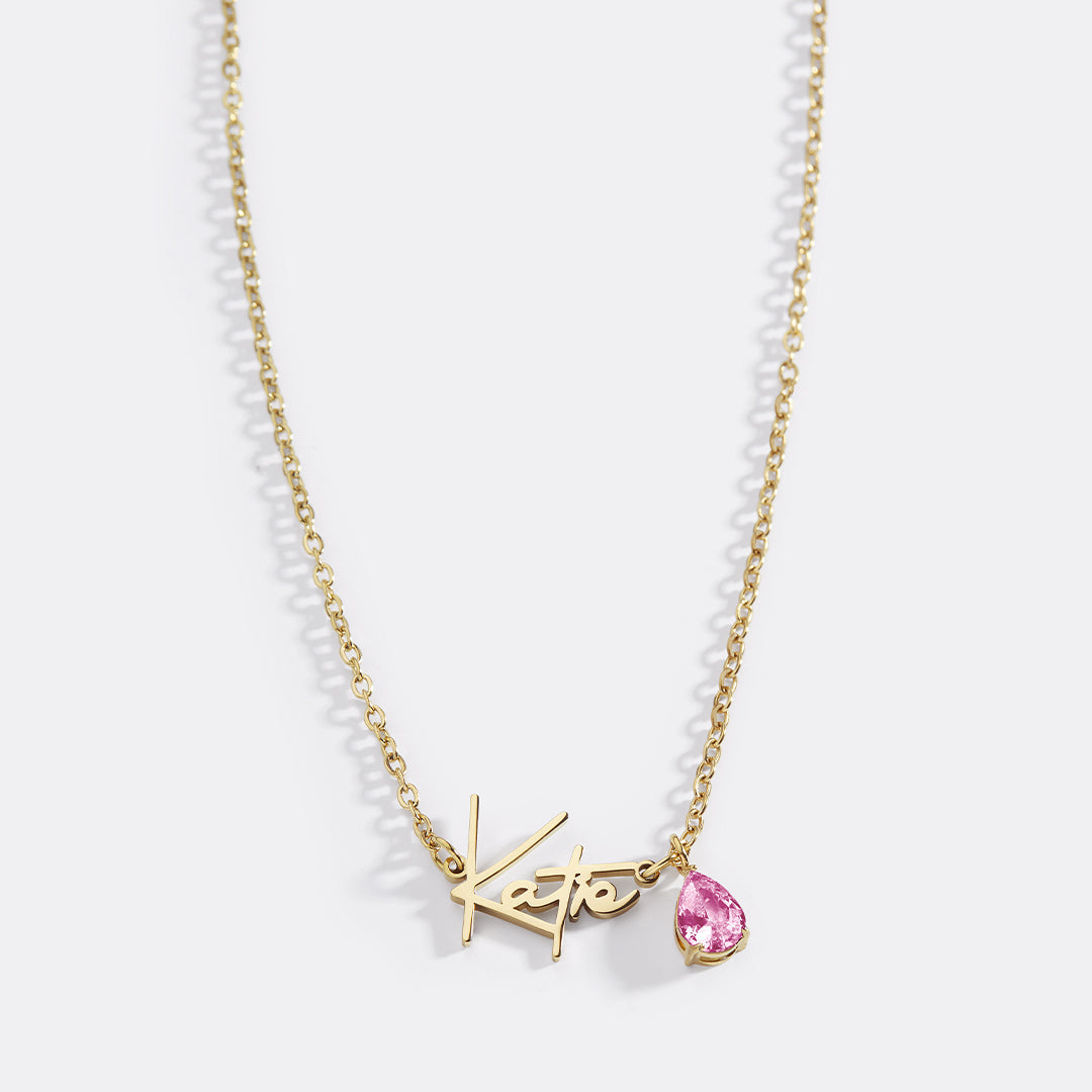 Handmade Birthstone Name Necklace
