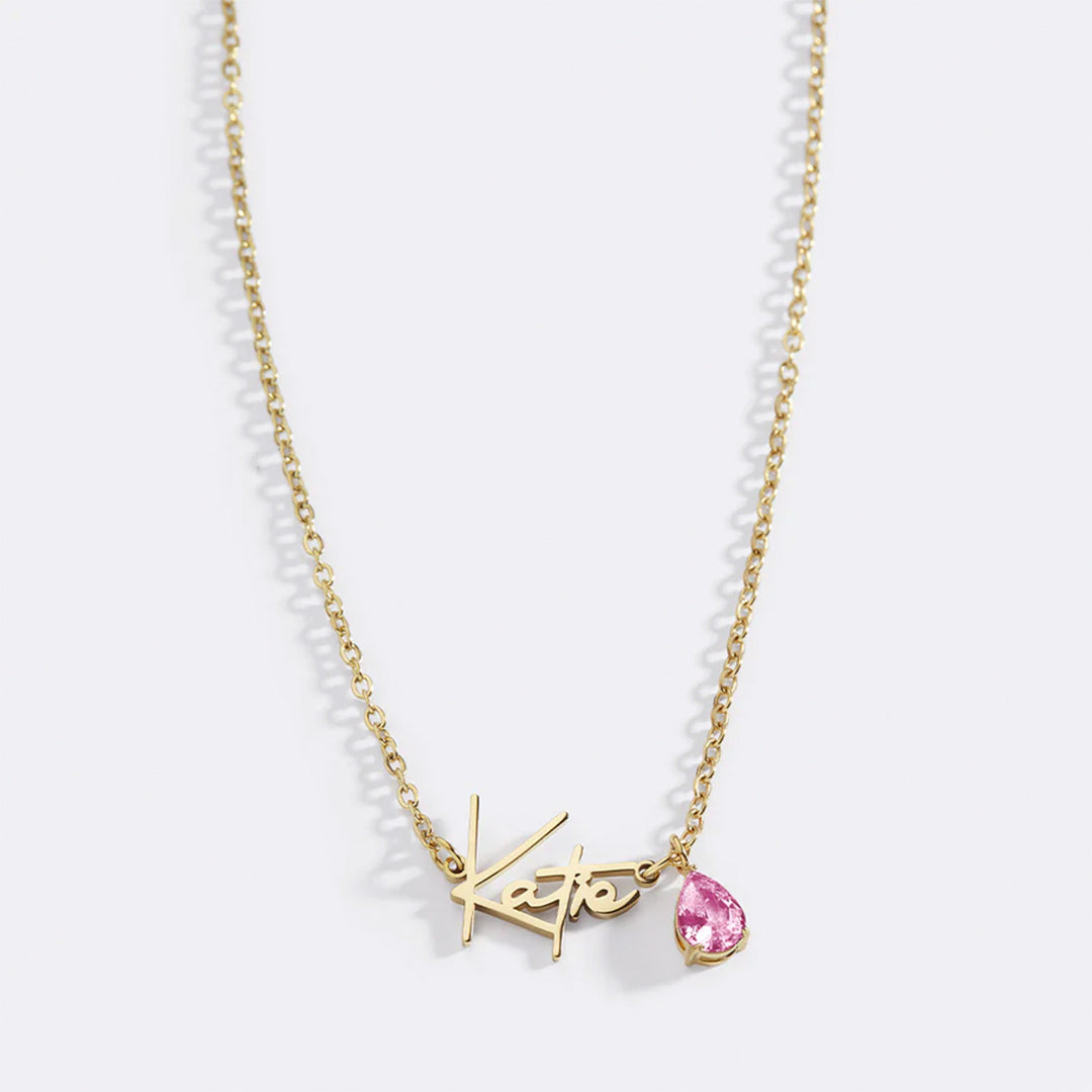 Handmade Birthstone Name Necklace
