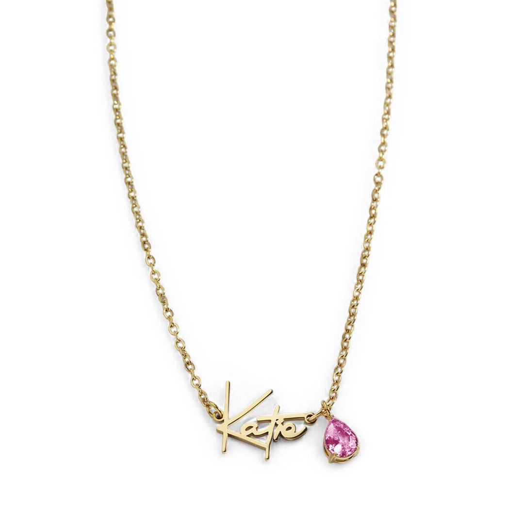 Handmade Birthstone Name Necklace