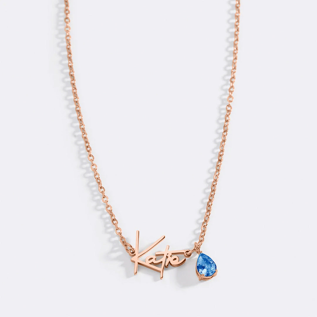 Handmade Birthstone Name Necklace