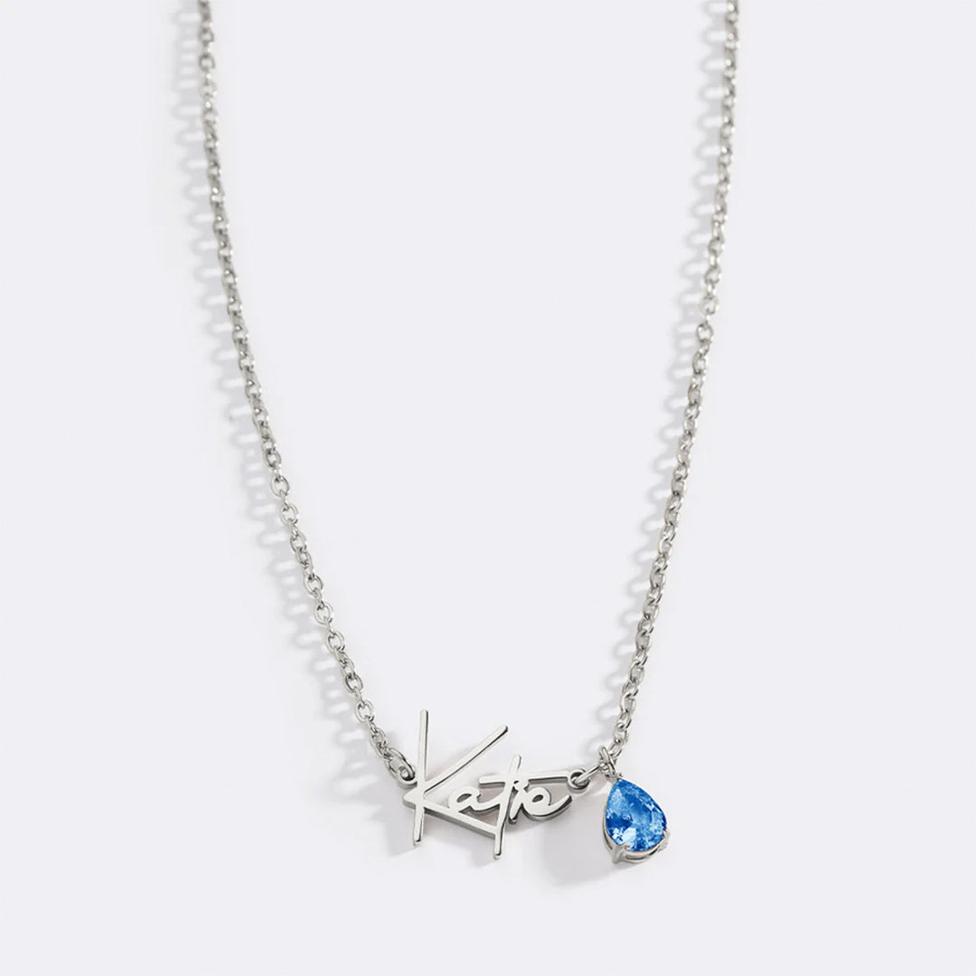Handmade Birthstone Name Necklace