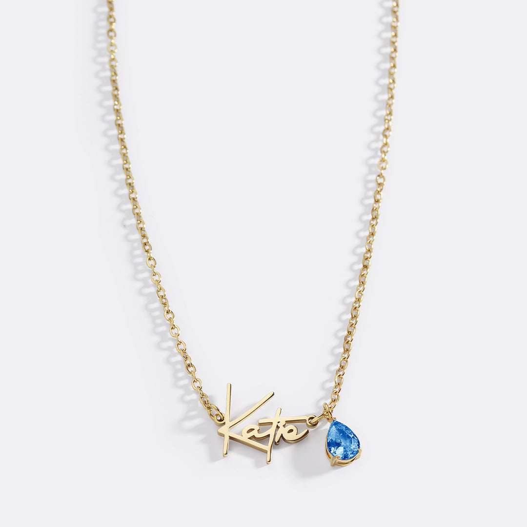 Handmade Birthstone Name Necklace