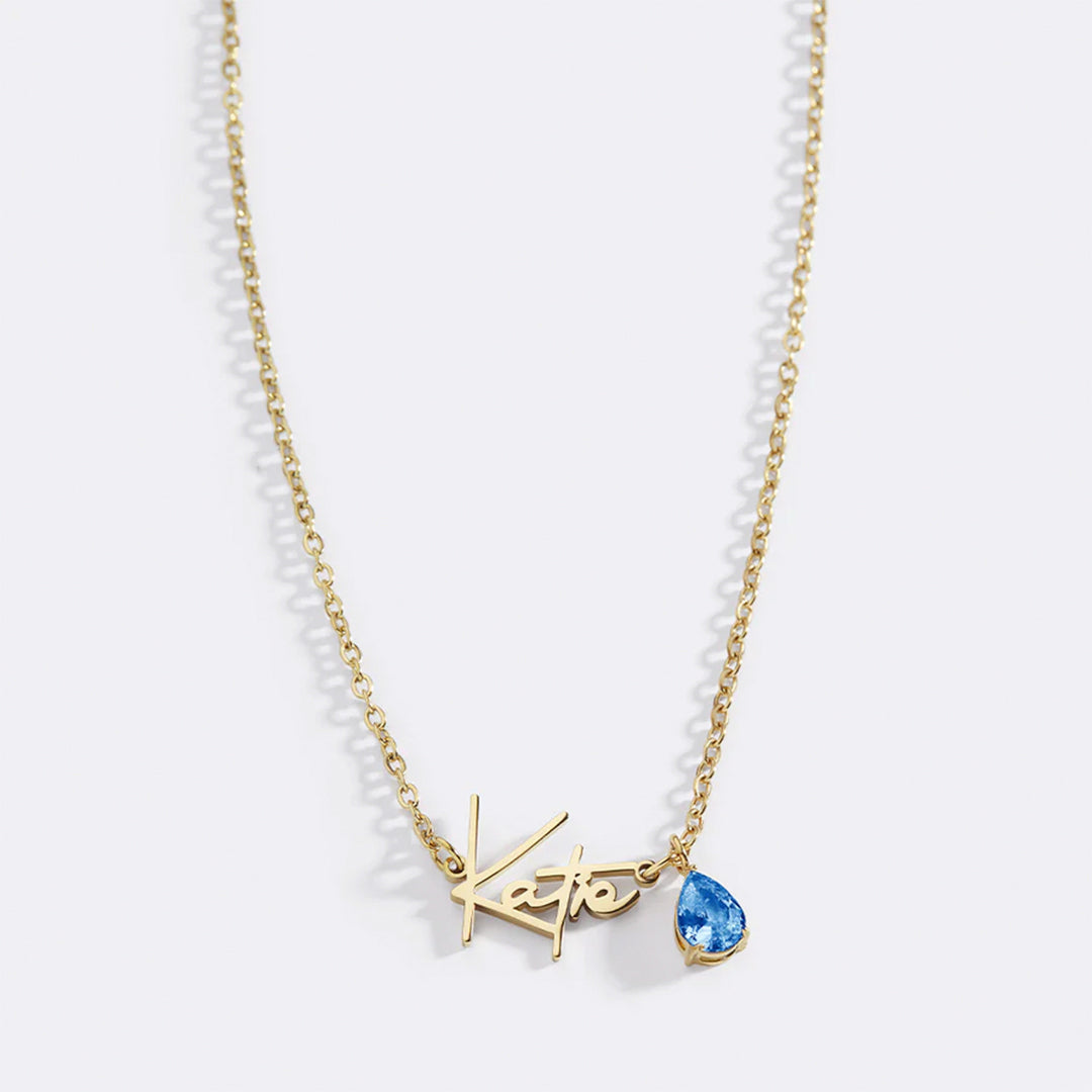 Handmade Birthstone Name Necklace