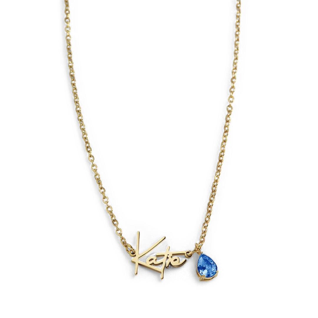 Handmade Birthstone Name Necklace