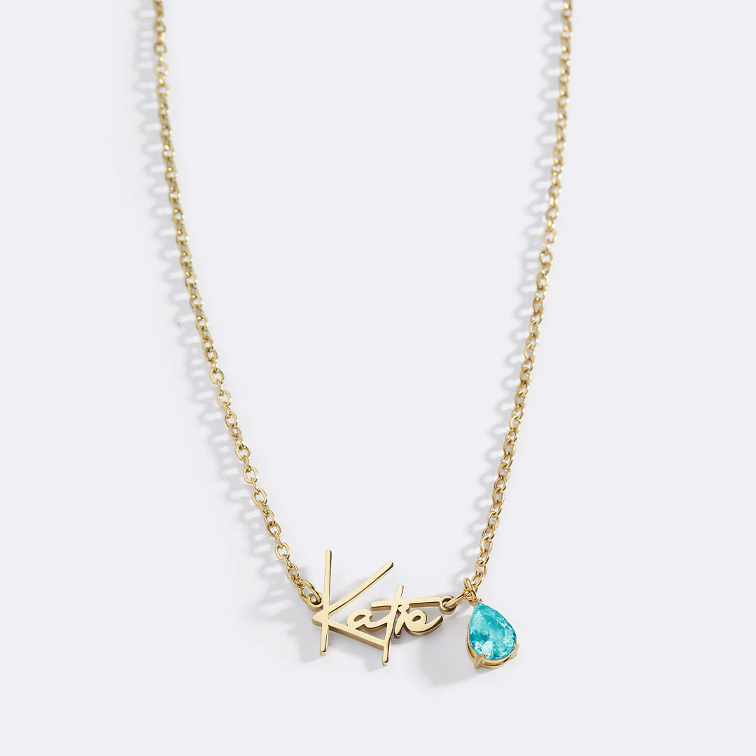 Handmade Birthstone Name Necklace