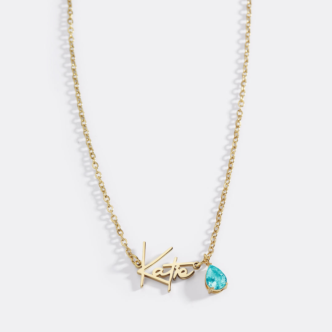 Handmade Birthstone Name Necklace