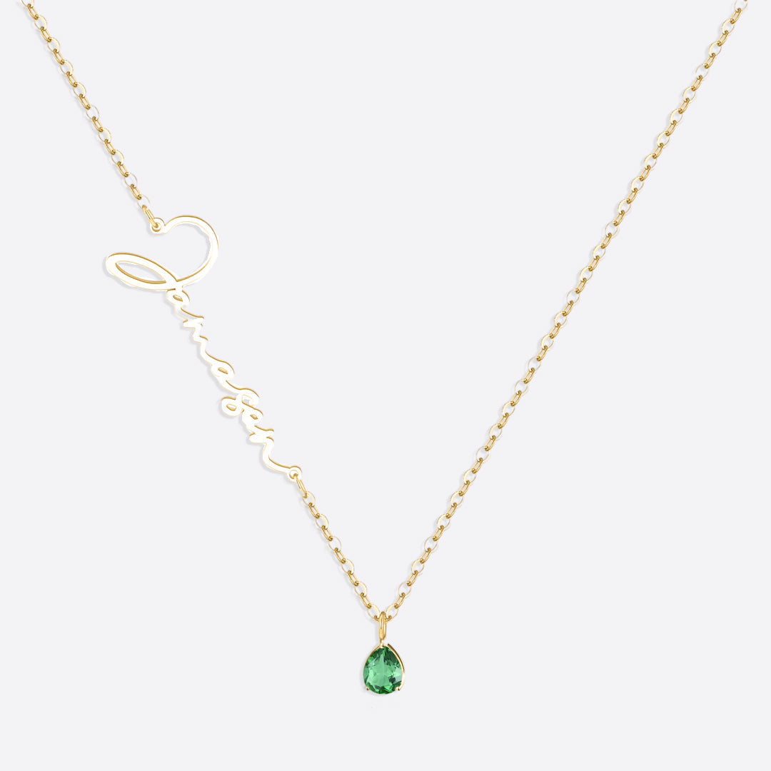 Handmade Birthstone Name Necklace