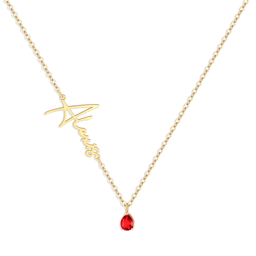 Handmade Birthstone Name Necklace