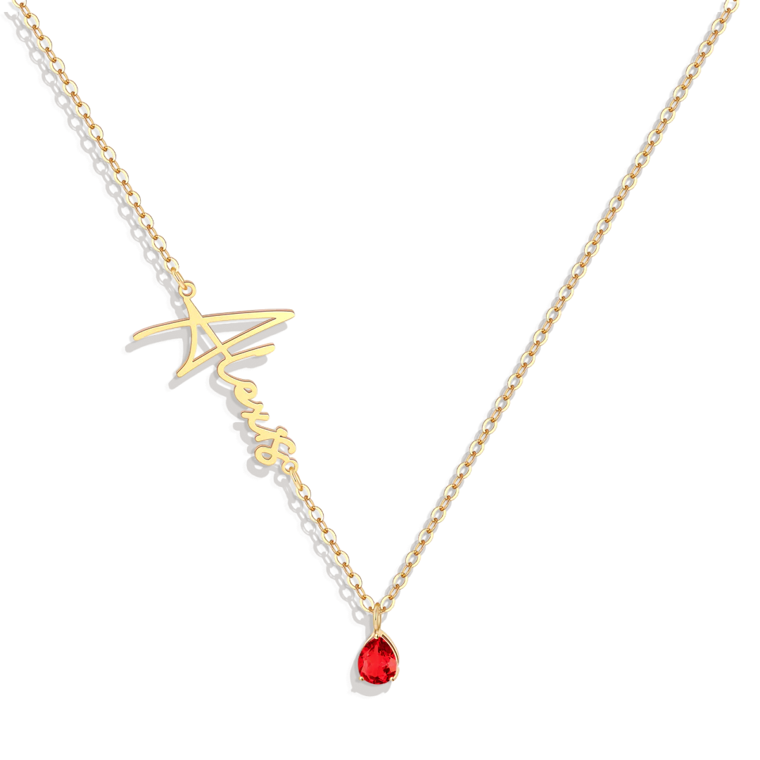 Handmade Birthstone Name Necklace