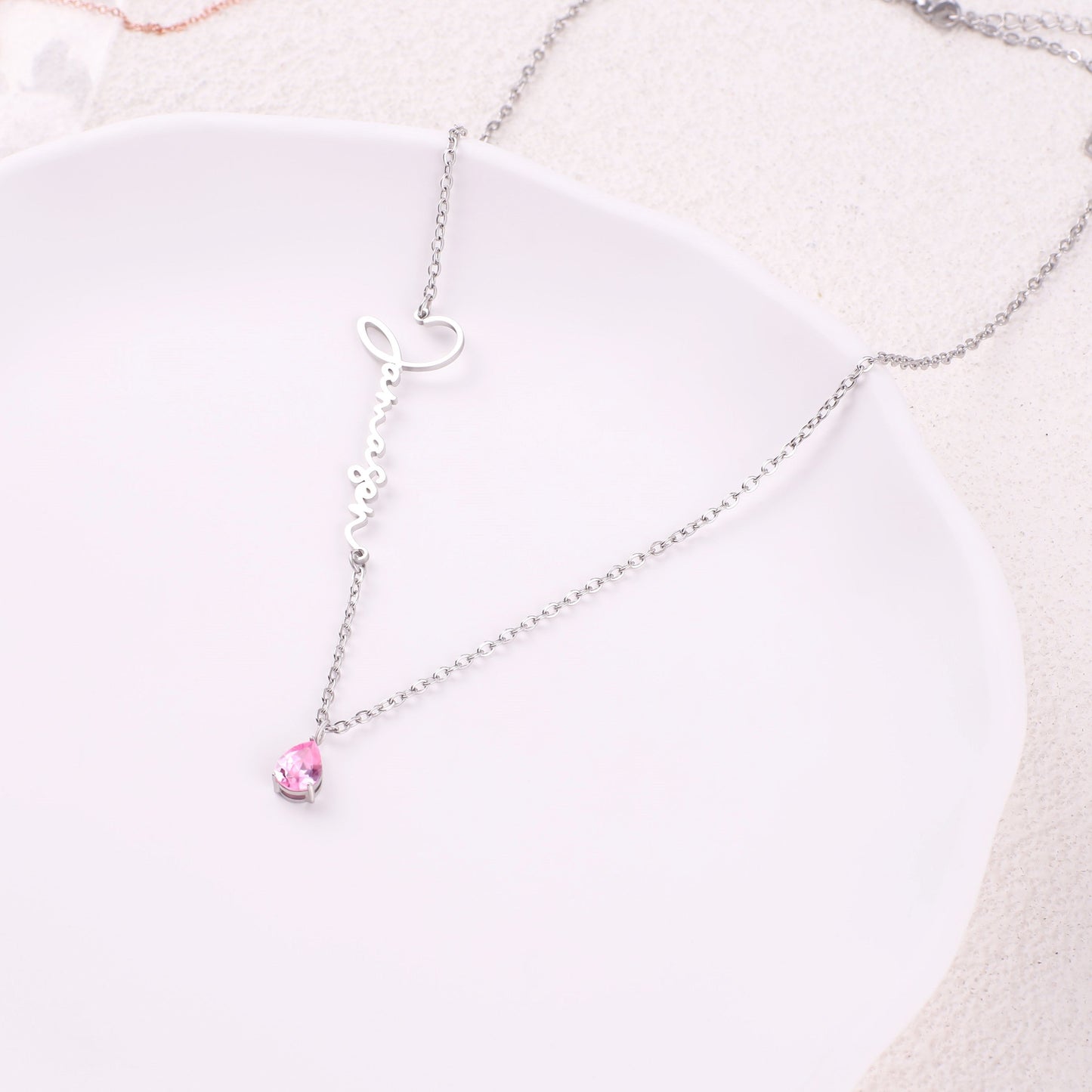 Handmade Birthstone Name Necklace
