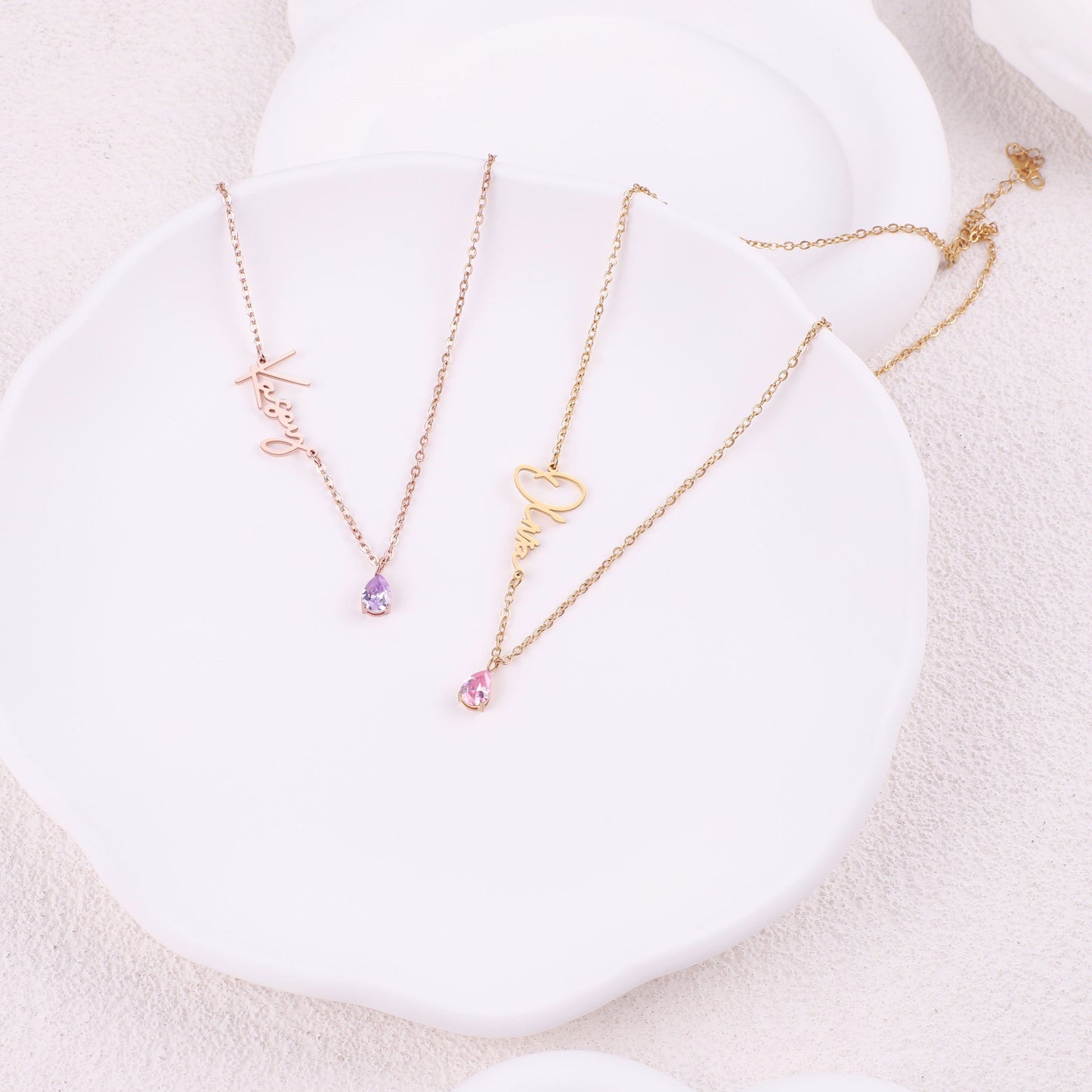 Handmade Birthstone Name Necklace