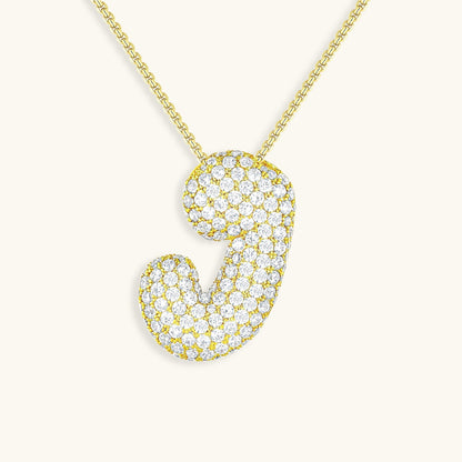Elegant Bubble Initial Diamond Look Necklace