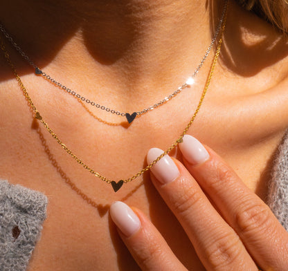Three Heart Silver Necklace