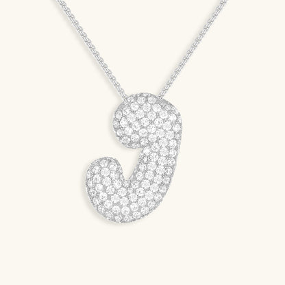 Elegant Bubble Initial Diamond Look Necklace