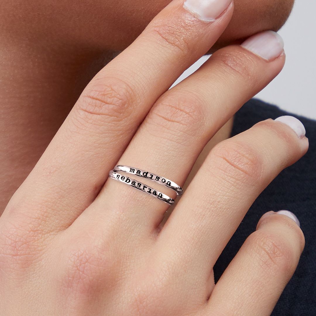 Small Stackable Name Ring