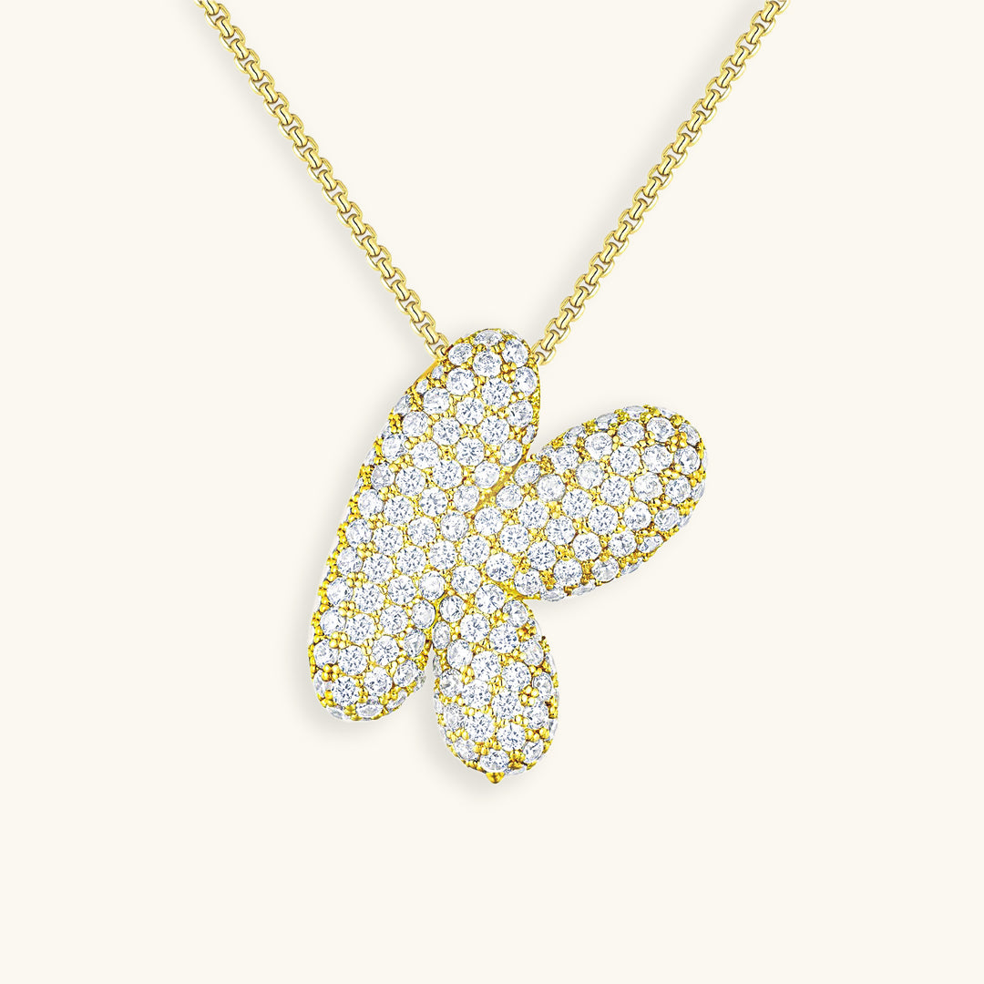 Elegant Bubble Initial Diamond Look Necklace