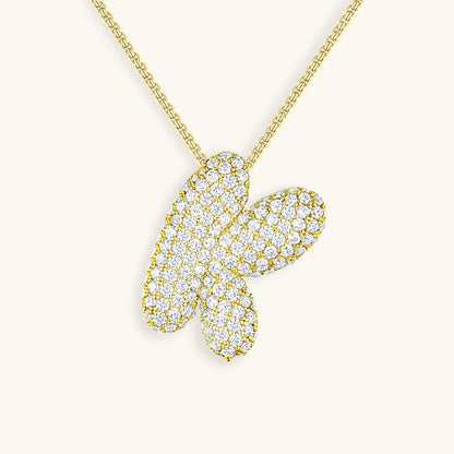 Elegant Bubble Initial Diamond Look Necklace