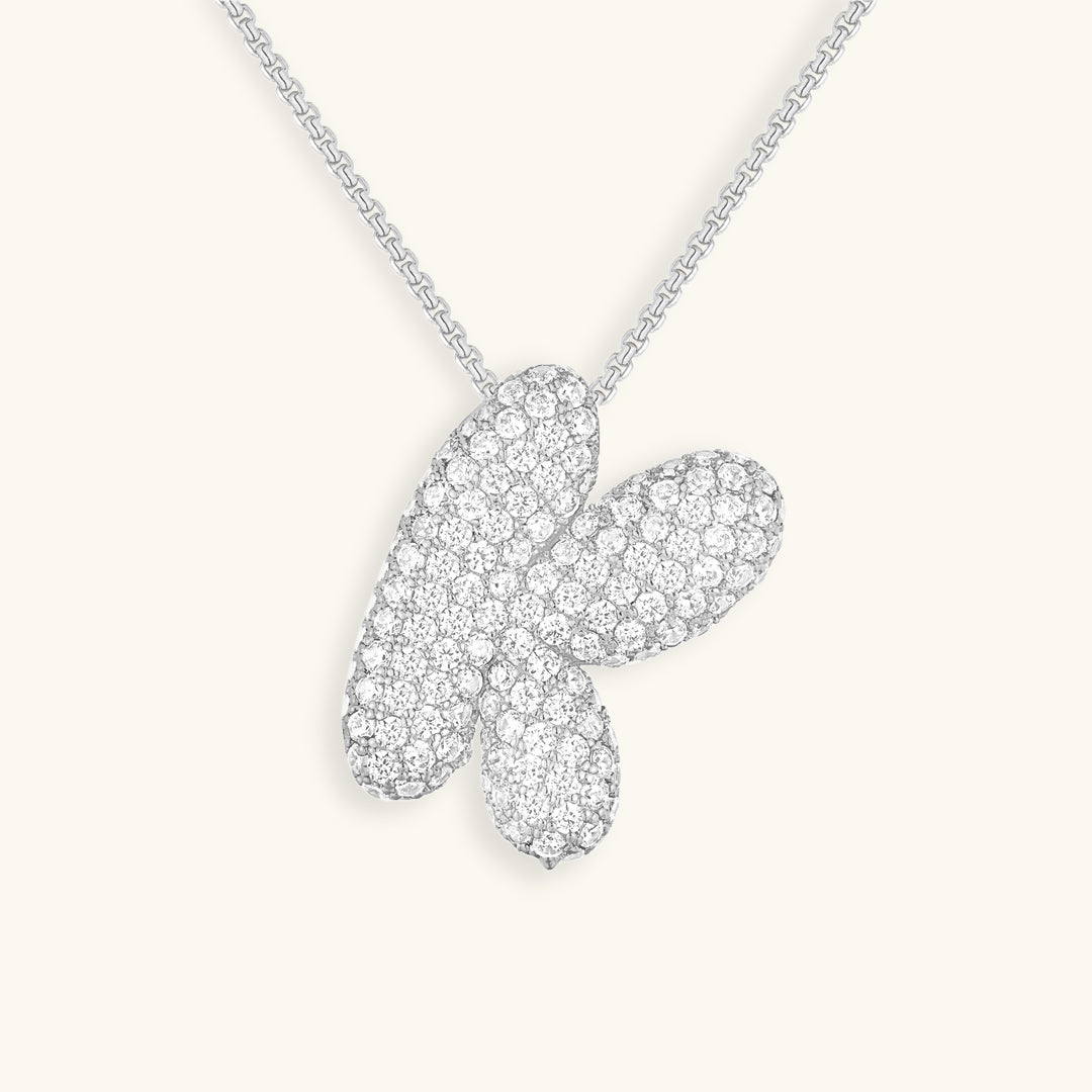 Elegant Bubble Initial Diamond Look Necklace