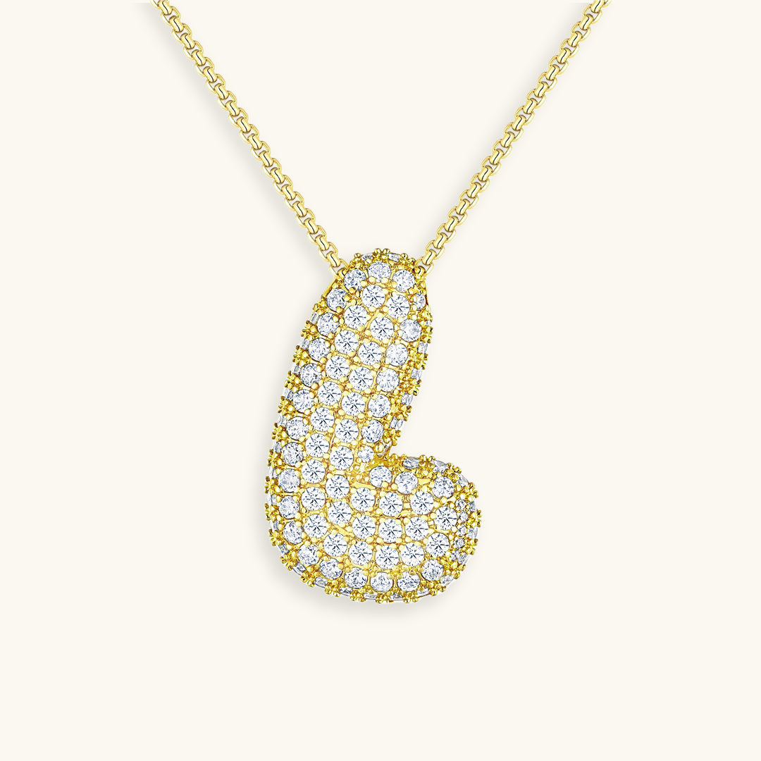 Elegant Bubble Initial Diamond Look Necklace