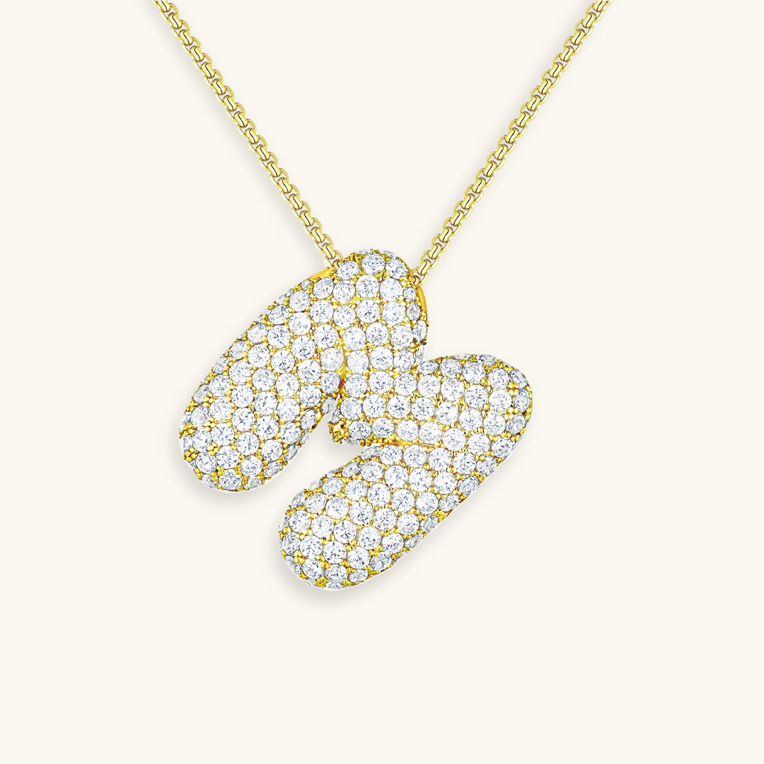 Elegant Bubble Initial Diamond Look Necklace
