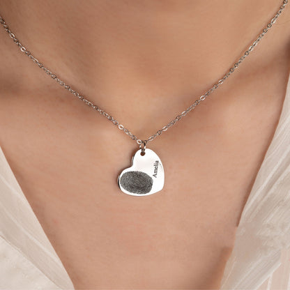 Personalized Fingerprint Heart Custom Necklace