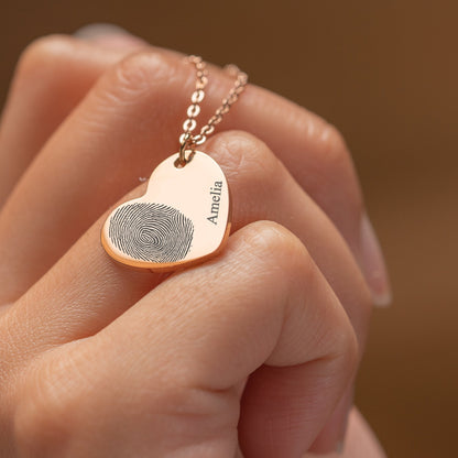 Personalized Fingerprint Heart Custom Necklace