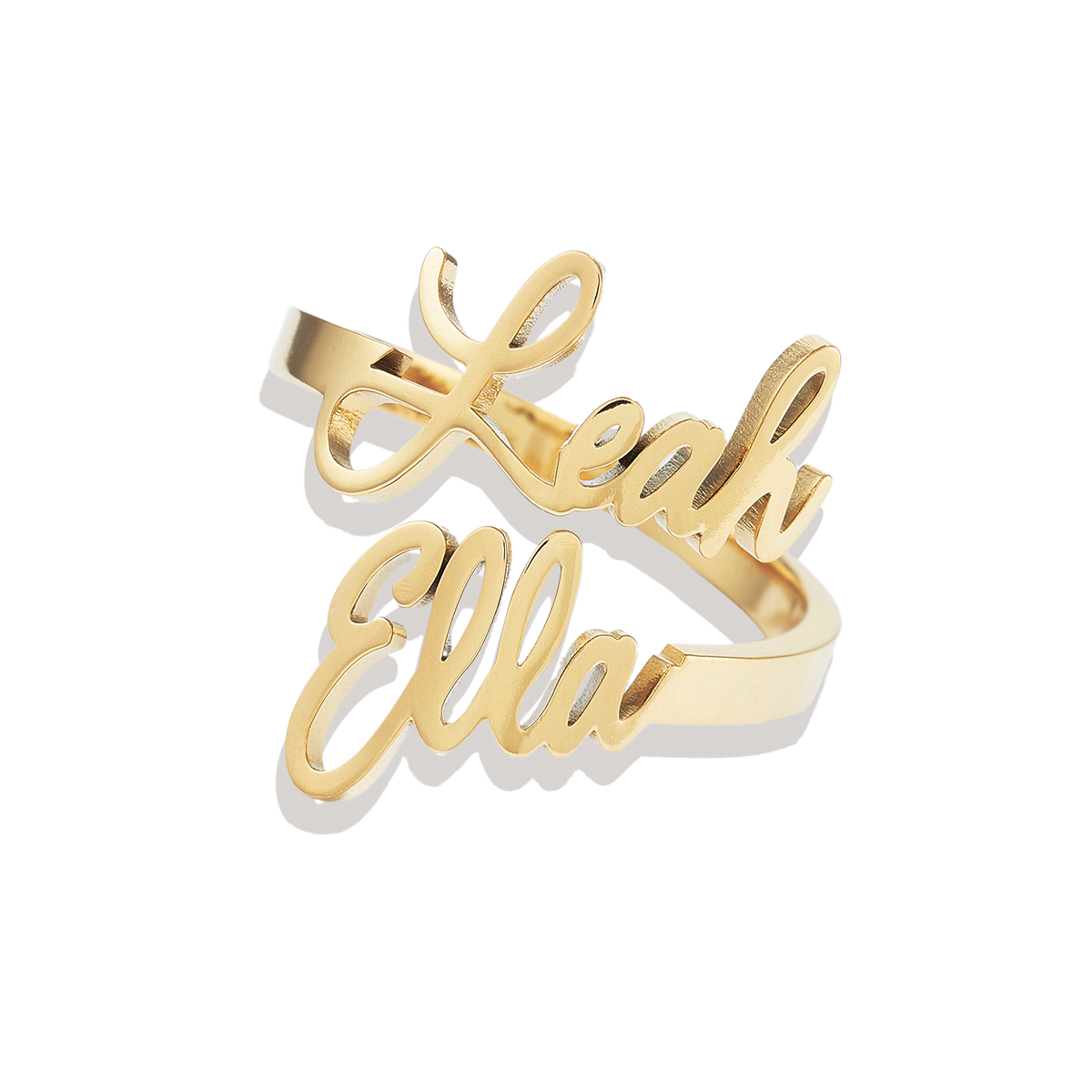 Open Band Double Name Ring