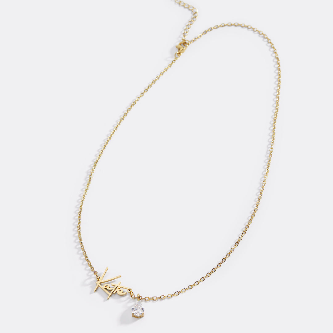 Handmade Birthstone Name Necklace