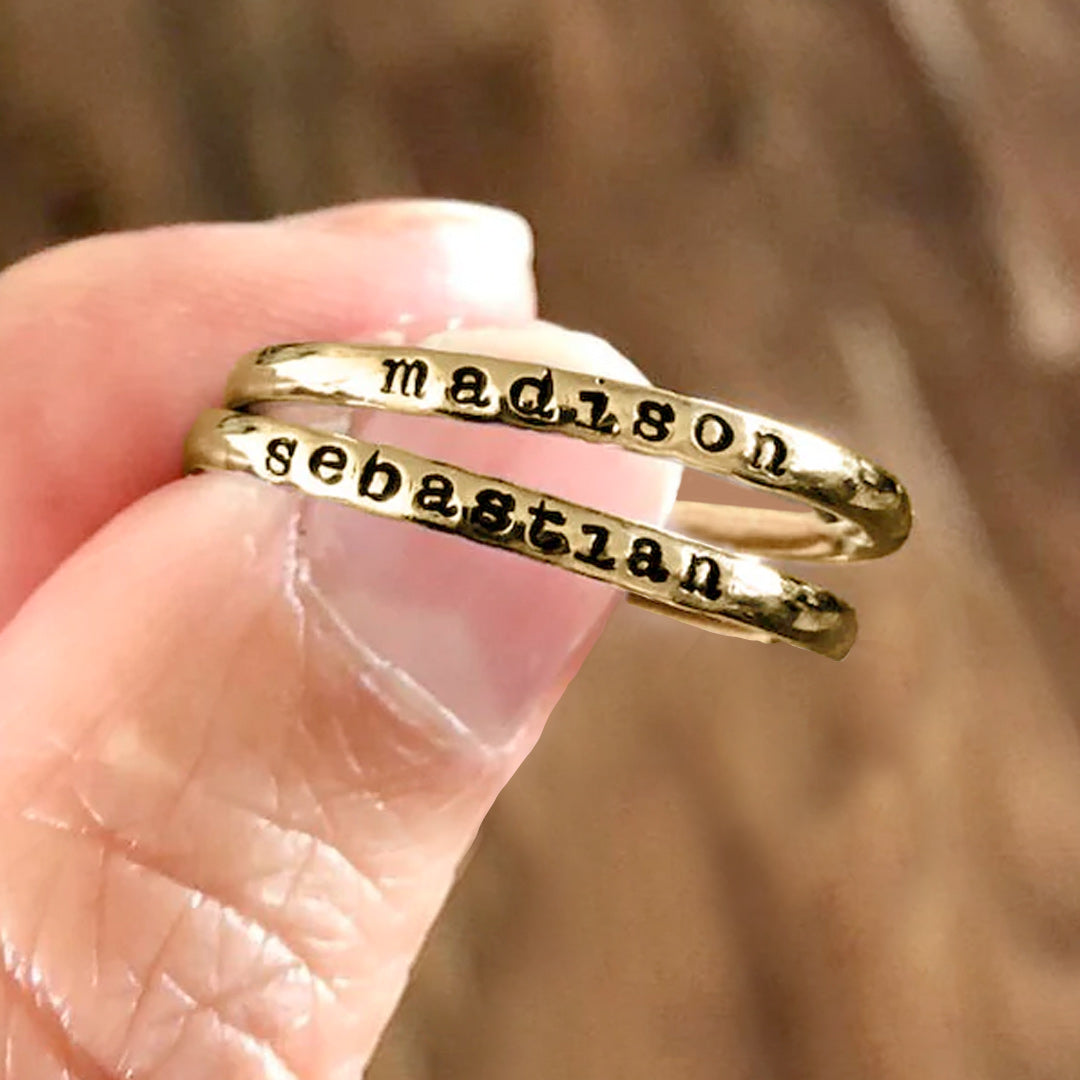 Small Stackable Name Ring
