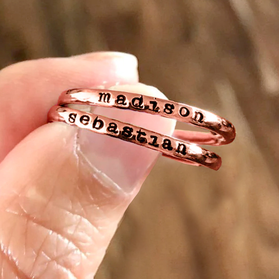 Small Stackable Name Ring