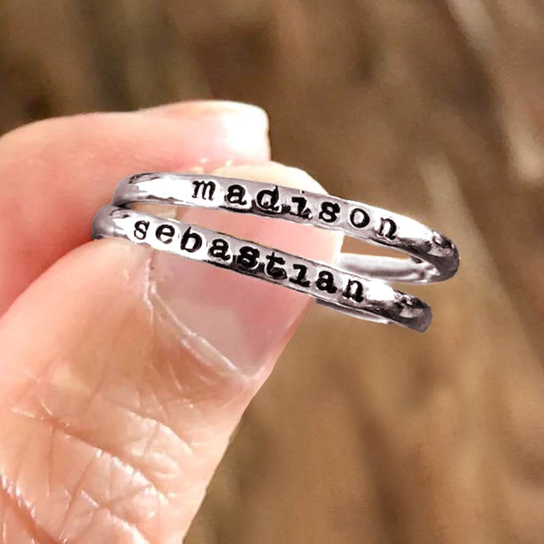 Small Stackable Name Ring