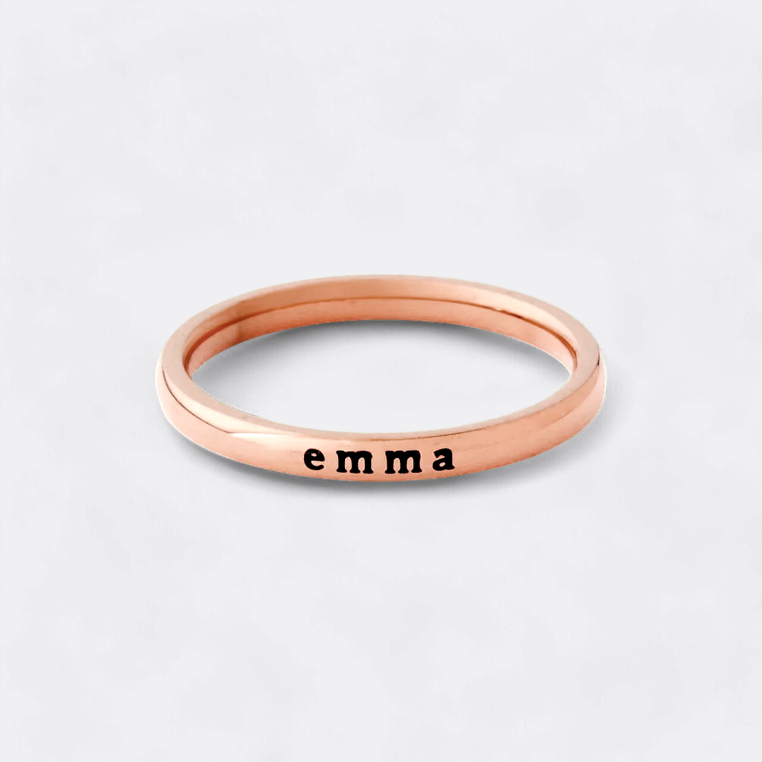 Small Stackable Name Ring