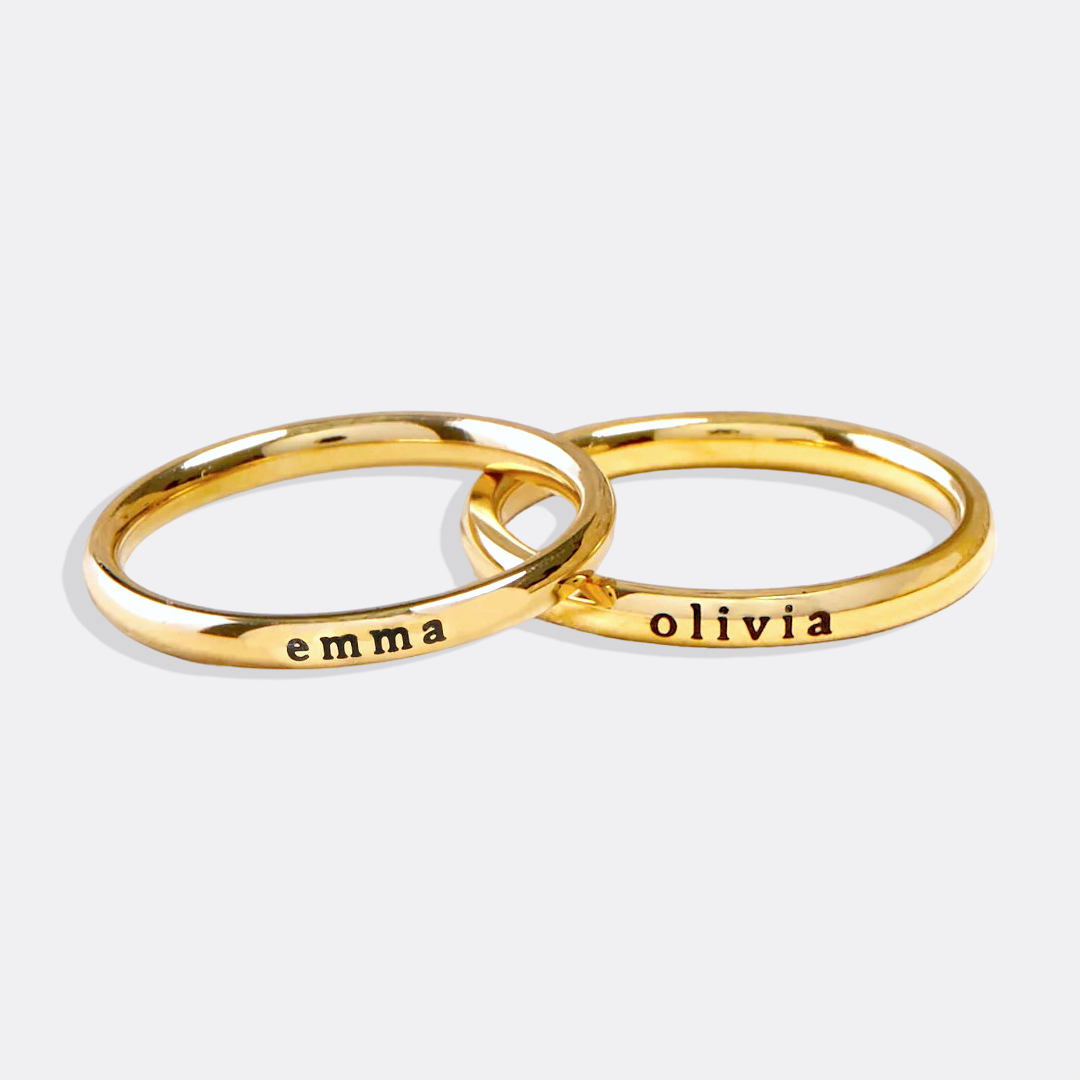 Small Stackable Name Ring