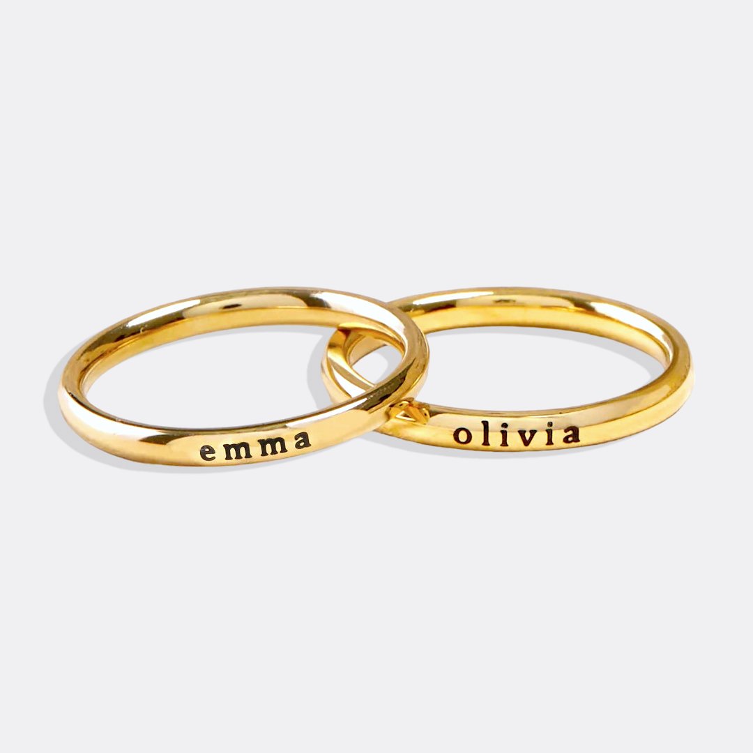 Small Stackable Name Ring