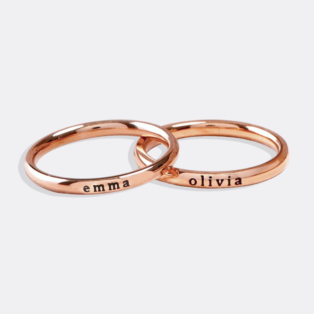 Small Stackable Name Ring