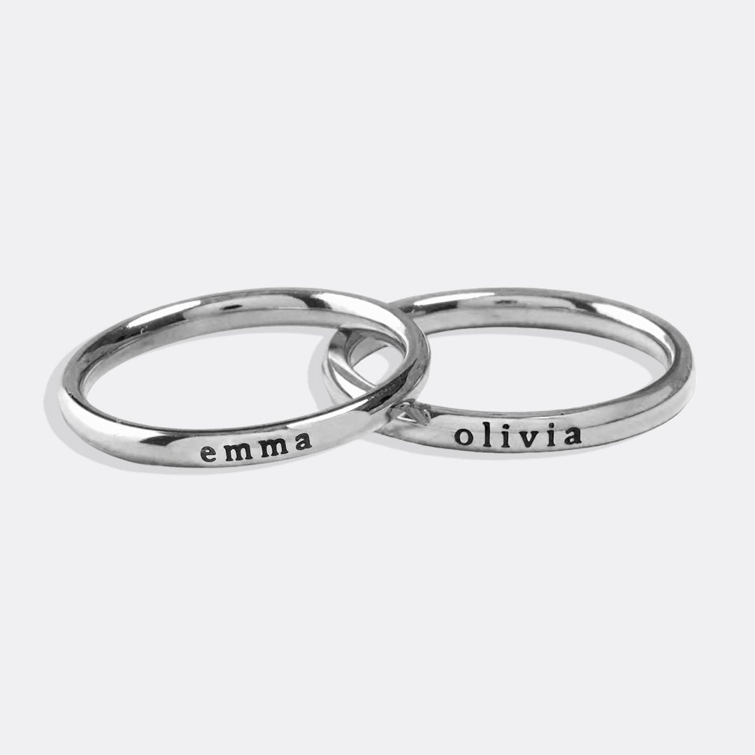 Small Stackable Name Ring