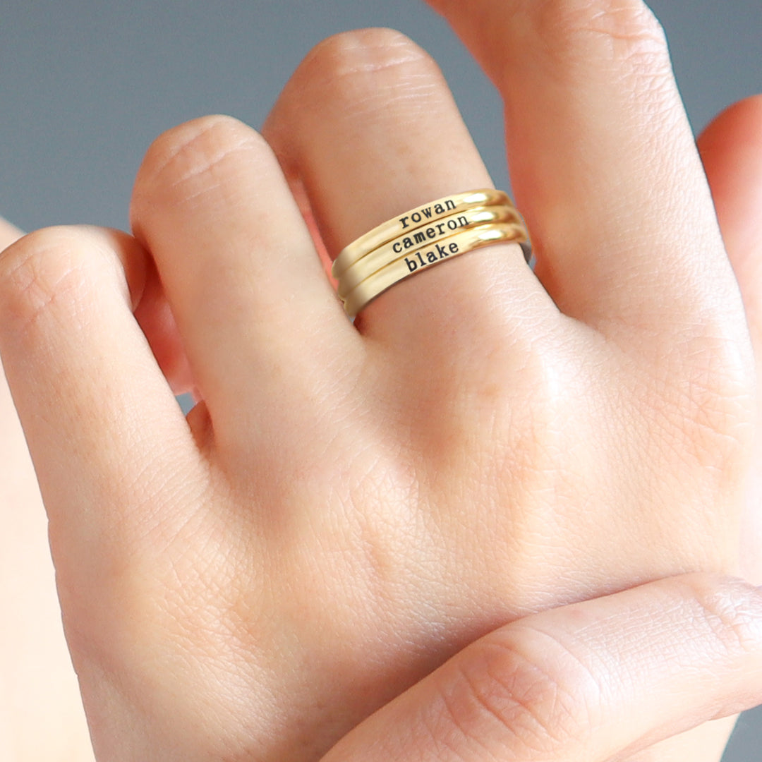 Small Stackable Name Ring