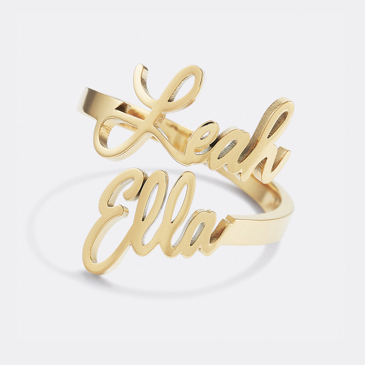 Open Band Double Name Ring