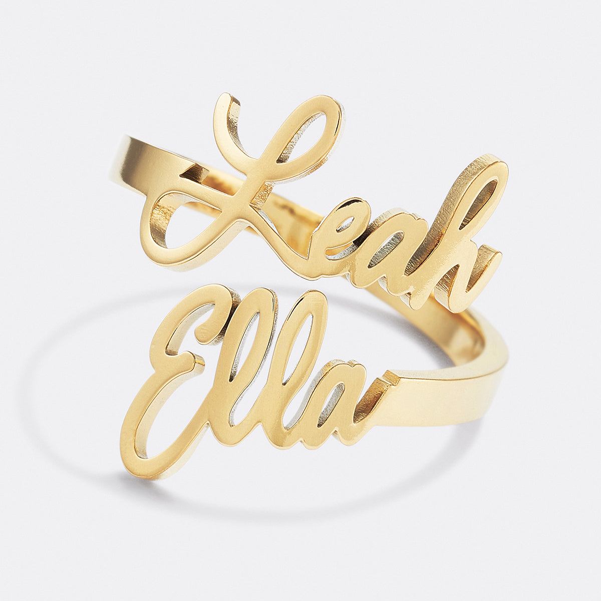 Open Band Double Name Ring