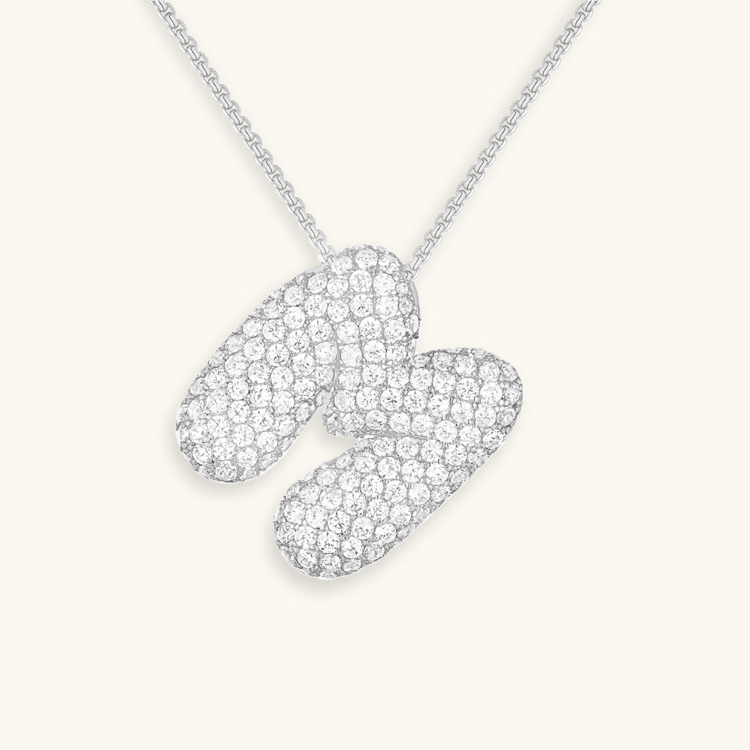 Elegant Bubble Initial Diamond Look Necklace